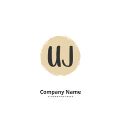 U J UJ Initial handwriting and signature logo design with circle. Beautiful design handwritten logo for fashion, team, wedding, luxury logo.