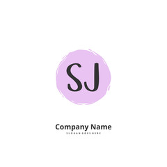 S J SJ Initial handwriting and signature logo design with circle. Beautiful design handwritten logo for fashion, team, wedding, luxury logo.