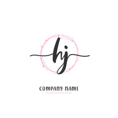 H J HJ Initial handwriting and signature logo design with circle. Beautiful design handwritten logo for fashion, team, wedding, luxury logo.