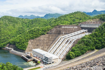 Power station at Srinagarind Dam on the Kwai Yai river in Kanchanaburi Province, Thailand