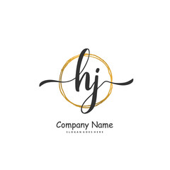 H J HJ Initial handwriting and signature logo design with circle. Beautiful design handwritten logo for fashion, team, wedding, luxury logo.