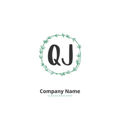 Q J QJ Initial handwriting and signature logo design with circle. Beautiful design handwritten logo for fashion, team, wedding, luxury logo.
