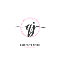 Q J QJ Initial handwriting and signature logo design with circle. Beautiful design handwritten logo for fashion, team, wedding, luxury logo.