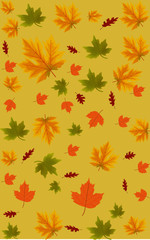 Fototapeta premium Seamless pattern autumn leaves background. Autumn plants with oak leaves. Autumn oak leaves hipster background. Fabric pattern. Textile pattern. Vector