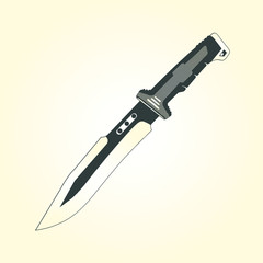 Combat Knife black And White Isolated Image Silhouette vector Illustration