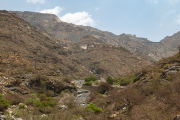 Fototapeta na wymiar Views along the Aljammalah Hiking Trail on the Al Hada Zig Zag road, Taif region of Saudi Arabia