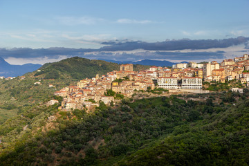 Fototapeta na wymiar characteristic typical Italian mountain village roccadaspide in cilento
