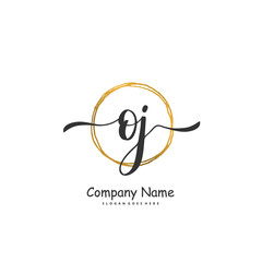 Obraz premium O J OJ Initial handwriting and signature logo design with circle. Beautiful design handwritten logo for fashion, team, wedding, luxury logo.