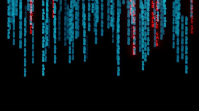 Stream of binary matrix code SALE on the screen 3d rendering