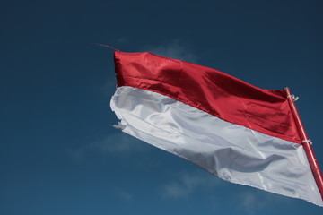indonesia flags under blue sky independence day concept