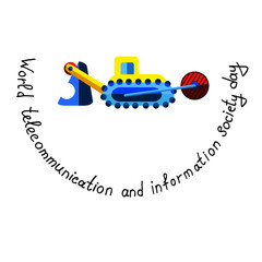 Vector illustration in a flat style with yellow cable layer and the inscription