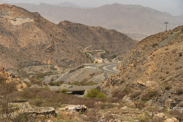 Views along the Aljammalah Hiking Trail on the Al Hada Zig Zag road, Taif region of Saudi Arabia