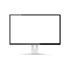 Screen computer monitor. Realistic computer display with blank white screen and shadow.