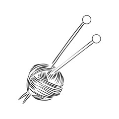 Ball of yarn for knitting. Vector illustration sketch