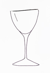 sketch of wineglass hand-drawn by black felt-tip pen on white paper