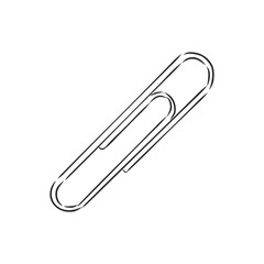 Paper clip symbol. Isolated sketch icon pictogram.