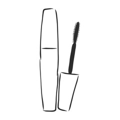 Woman cosmetic brush smears. Vector mascara brush on white background. Mascara brush for woman makeup illustration