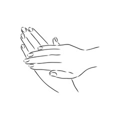 Obraz premium Isolated vector illustration. Elegant female hand. Hand drawn linear sketch.