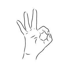 Hand OK Sign Isolated on White Background. Sketch style. Vector illustration