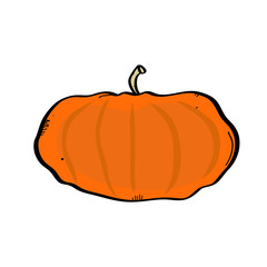 Pumpkin vegetable food logo icon sign Hand drawn sketch doodle design Cartoon halloween autumn style Fashion print clothes apparel greeting invitation card banner poster badge cover wallpaper flyer
