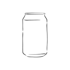 Vector Single Sketch Blank Beer Can on Isolated