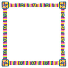 African tribal ethnic square frame in watercolor with space for text or photo. For invitations, announcements and photo frame