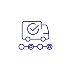 delivery truck line icon on white
