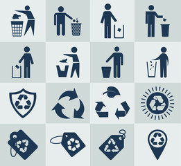 Vector icon set for recycle bin