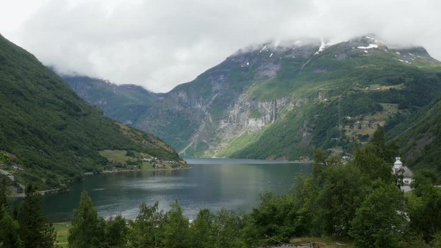 Shot of Geiranger and Geiranger Fjord, Norway, 4