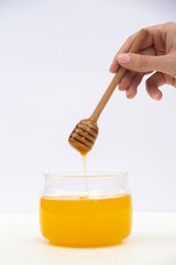 honey in a glass jar