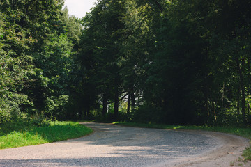 Country asphalt road in summer on a sunny day