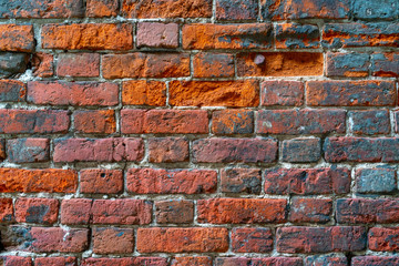 Red brick building wall. Interior of a modern loft. Background for design and interview recording.