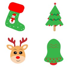 Fototapeta premium Set of christmas elements vector illustration 