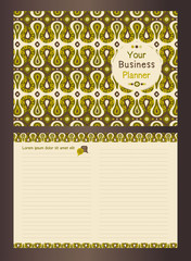 Notebook and note paper templates set with African ethnic tribal ornament, diary, brochure, book cover layout. Natural colors version