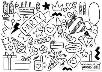 0101 hand drawn party doodle happy birthday