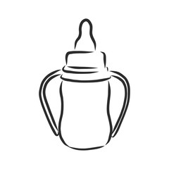 Bottle Baby Pacifier Doodle Vector Icon . baby feeding bottle, vector sketch