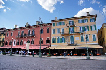 The Piazza Bra square in Verona city in Veneto region of Italy