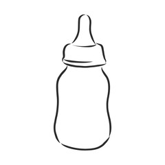 Bottle Baby Pacifier Doodle Vector Icon . baby feeding bottle, vector sketch