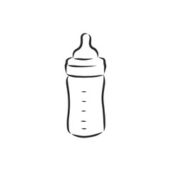 Bottle Baby Pacifier Doodle Vector Icon . baby feeding bottle, vector sketch