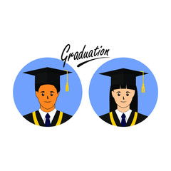 men and women wear graduation outfit, student, hat, university