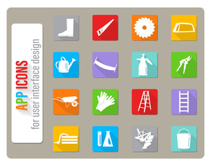 garden tools icon set