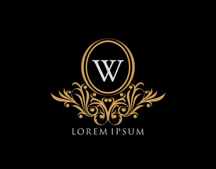 Luxury W Letter Logo. Luxury calligraphic vintage emblem with beautiful classy floral ornament. Elegant logo design Vector illustration.
