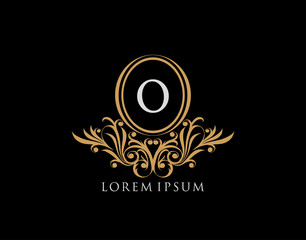 Luxury O Letter Logo. Luxury calligraphic vintage emblem with beautiful classy floral ornament. Elegant logo design Vector illustration.