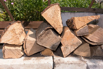 the pile of split logs