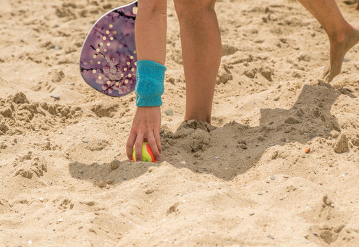 Detail from the beach during his playing beach tennis