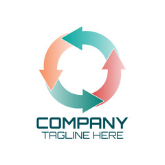 Gradient vector logo with circle shape illustration of arrows