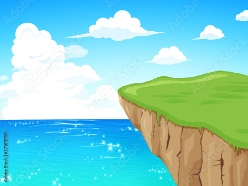 崖と海と空の風景 背景イラスト Wall Mural Wallpaper Murals ふわぷか