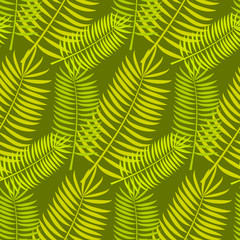 seamless tropical leaf pattern and background vector illustration