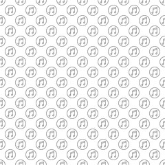 Musical Note in Circle seamless pattern - vector Music background made with round line icon