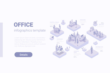 Isometric Flat 3D People Office workers Infographics vector concept.